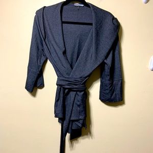 Gray wrap hooded top/jacket